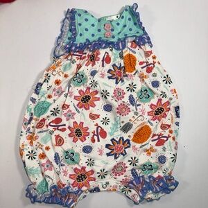 Marie‎ Nicole Romper Girls 12-18M Multicolor Floral Bird Ruffle Snaps